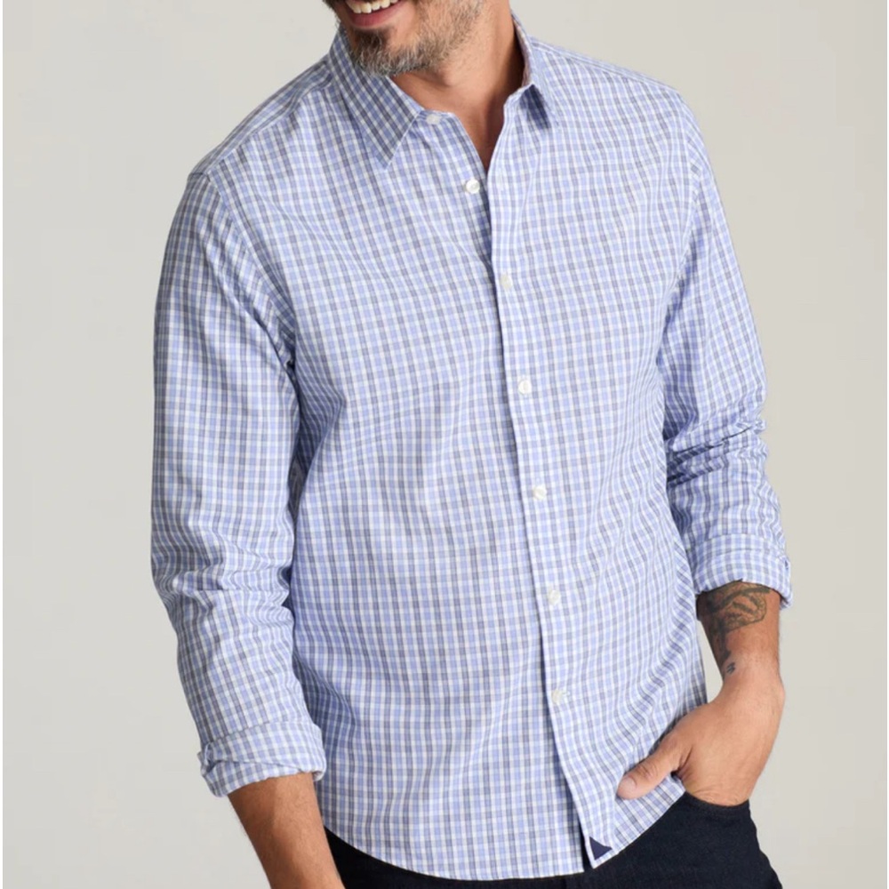 UNTUCKit Men’s Blue Check Durif Button Up Shirt XL Slim Fit Wrinkle Free Casual